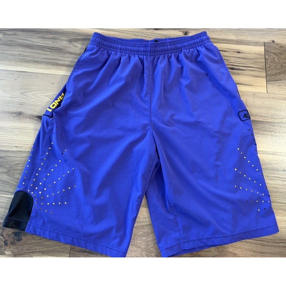AND1 Men's Basketball Shorts Purple Yellow Athletic Drawstring Streetwear